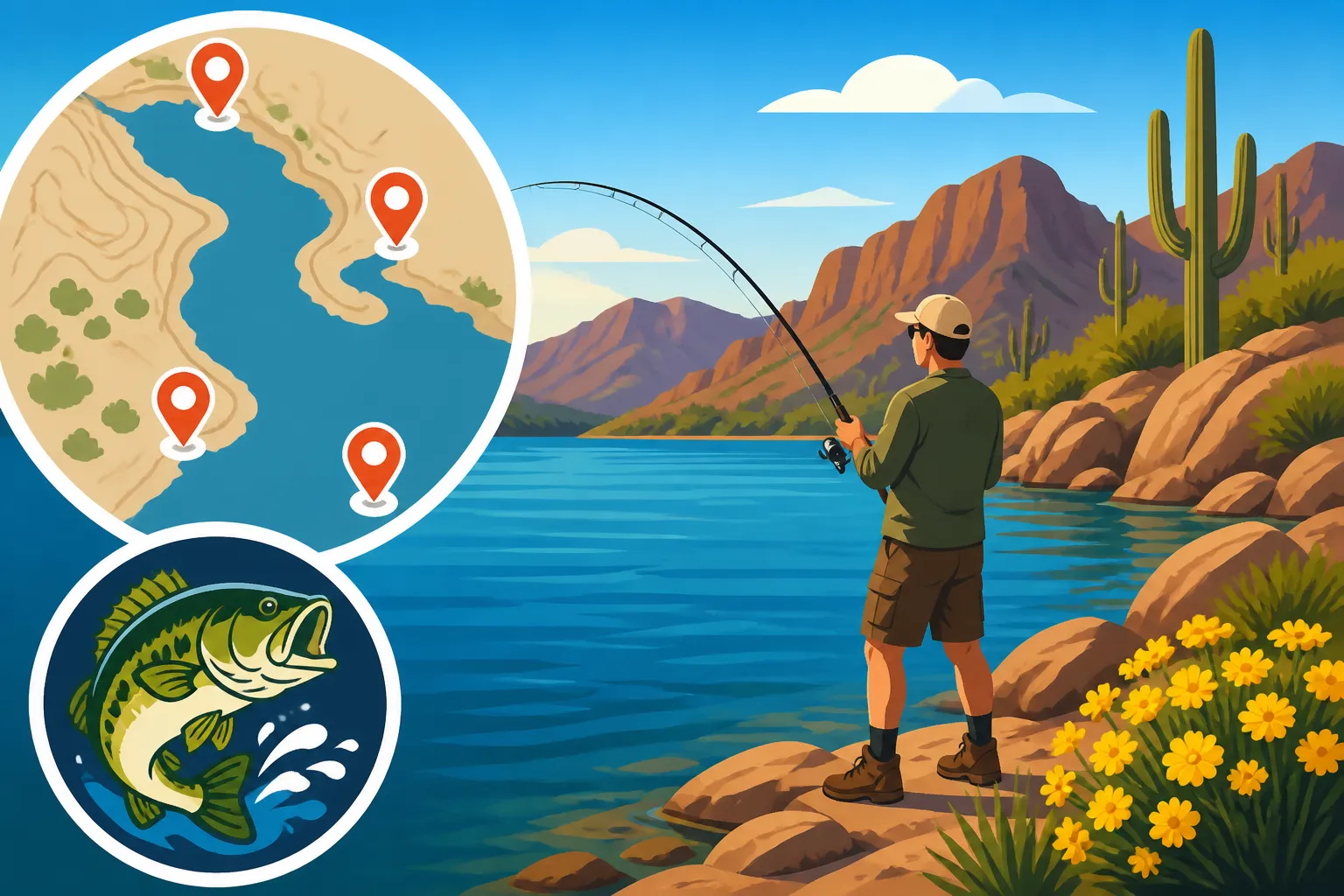 Shore Fishing Access Points at Saguaro Lake