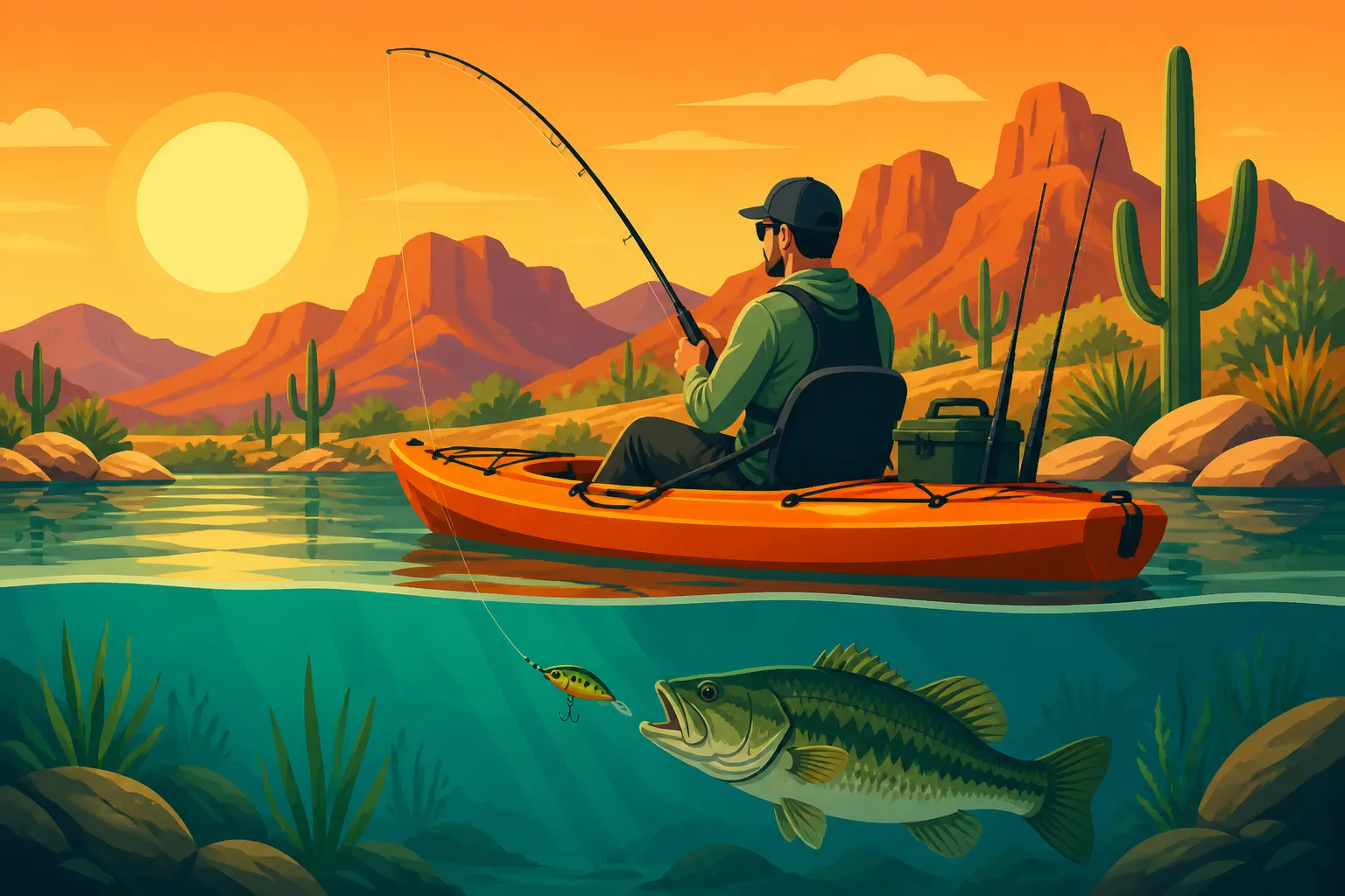 How to Fish From a Kayak on a Desert Lake